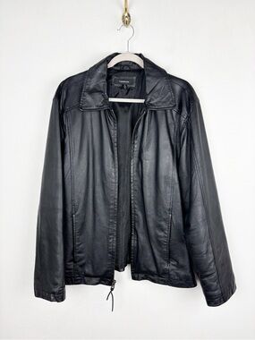 Colebrook Men’s Black Leather Zip Up Jacket Sz M